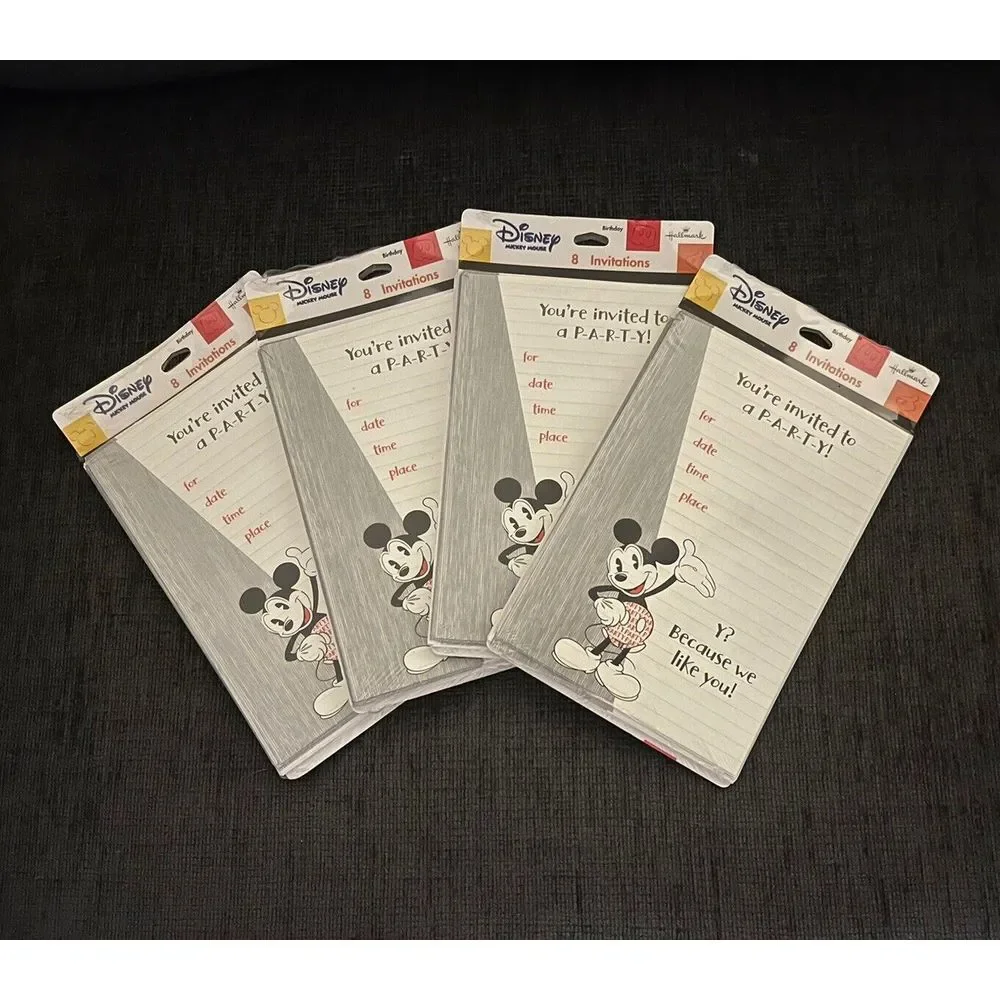 Vintage Disney Hallmark Mickey Mouse Party Invitations - 32 Total - NEW